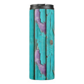 Faux Wood Paarse en Turquoise Blue Thermosbeker (Achterkant)