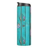 Faux Wood Paarse en Turquoise Blue Thermosbeker (Geroteerd rechts)