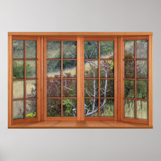 Faux Wooden Bay-vensterverlichting - Snel landscha Poster