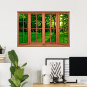 Faux Wooden Bay Window Illusion - Green Park Poster (Thuiskantoor)