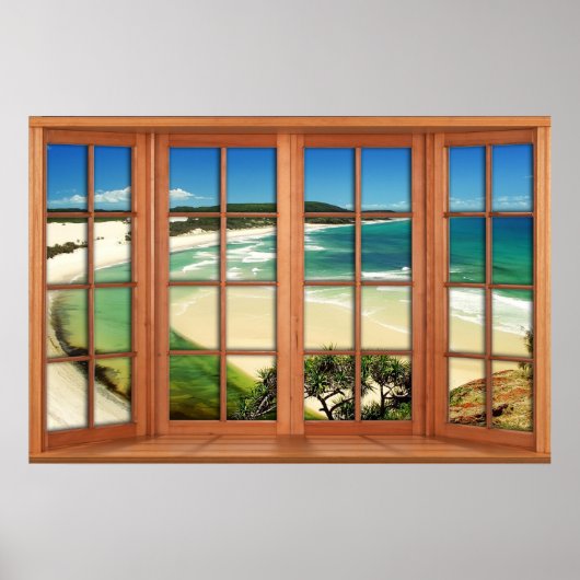 Faux Wooden Bow Window Illusion - Caribbean Poster (Voorkant)