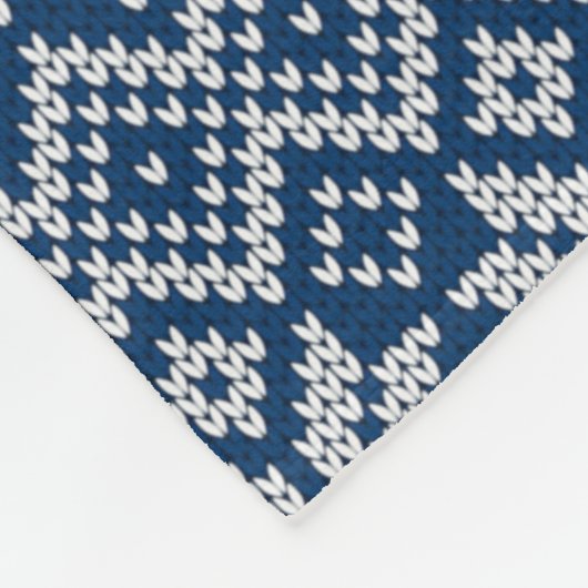 Faux Wool Knitting Pattern Blue and White Fleece Deken (Hoek)