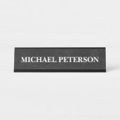 Faux Worn Black Leather Personalized Bureau Naambordje (Voorkant)