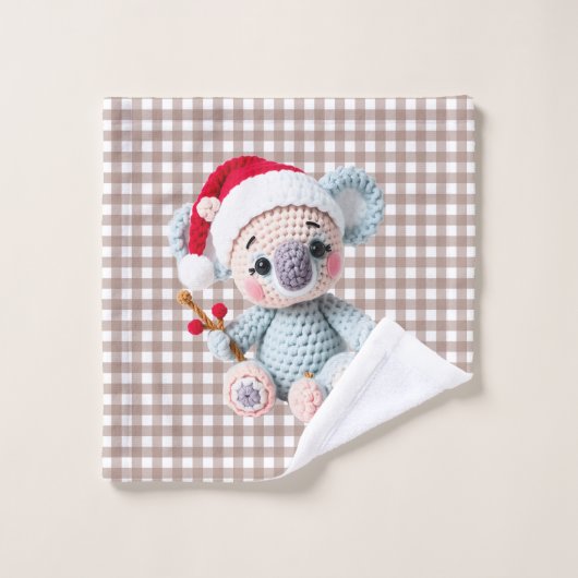 Faux Yarn Notch-Hook Koala Christmas Design (Gant de toilette)