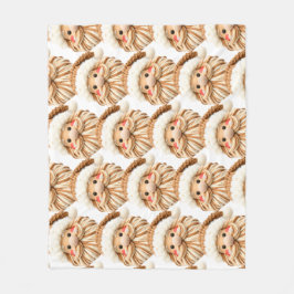 Faux yarn notch-hook Santa face Christmas Fleece Deken