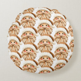 Faux yarn notch-hook Santa face Christmas Rond Kussen
