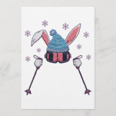 Faux yarn skiing rabbit winter humor kaart (Voorkant)
