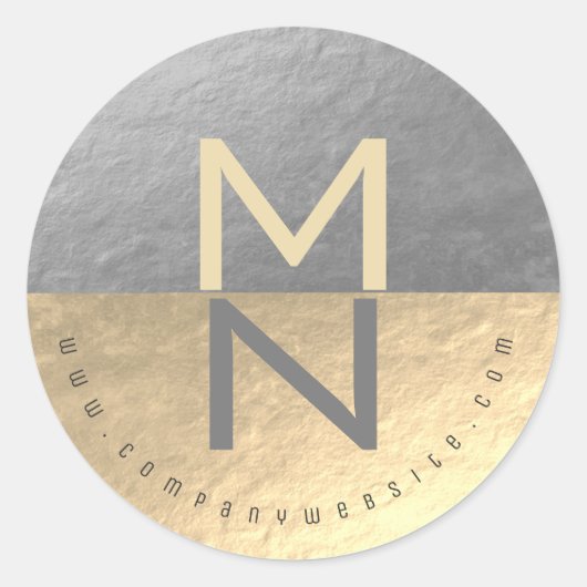 Faux Zilver & Gouden Folie Semi Circle Zakelijke L Ronde Sticker (Voorkant)