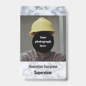 Faux Zilver Grijs Marmer ID Badge (Voorzijde)