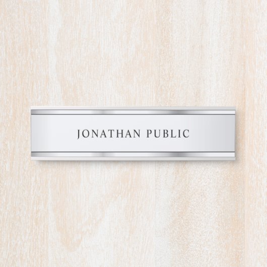 Faux zilver minimalistisch design modern elegant deurbordje (Voorkant)