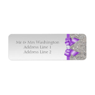 Faux Zilver Sequins Lavendel Boog en Diamant Etiket
