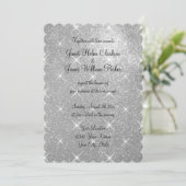 Faux zilver sparkly glitter bruiloft uitnodigingen (Staand voorkant)