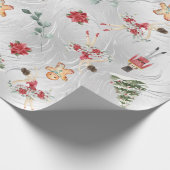 Faux Zilveren Folie Notenkraker & Vrienden & Bloem Cadeaupapier (Hoek)