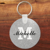 Faux zilveren glitter-monogram sleutelhanger (Voorkant)