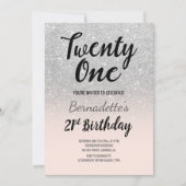 Faux zilveren glitter ombre 21e verjaardag kaart (Voorkant)