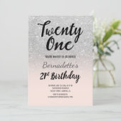 Faux zilveren glitter ombre 21e verjaardag kaart (Staand voorkant)