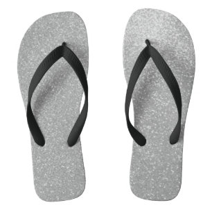 Faux zilveren glitter print afbeelding strand teen teenslippers