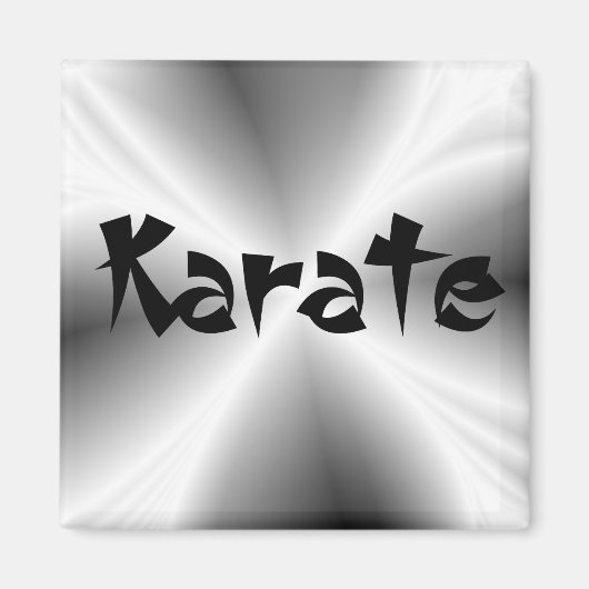 Faux zilveren karate vierkante magneet (Voorkant)