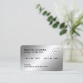 Faux zilveren metallic creditcard looks visitekaartje (Staand voorkant)