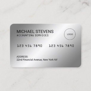 Faux zilveren metallic creditcard looks visitekaartje
