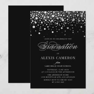 Faux Zilverfolie Confetti Stippen Zwart Afstuderen Kaart