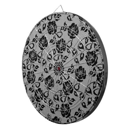 Faux Zwart Kant Roos Fishnet Dart Board Dartbord (Voorkant Rechts)