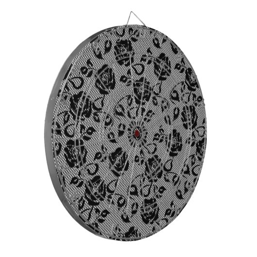 Faux Zwart Kant Roos Fishnet Dart Board Dartbord (Voorkant Links)