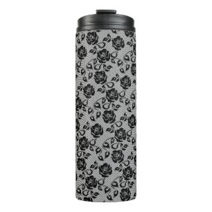 Faux Zwart Kant Roos Fishnet Thermische Tumbler Thermosbeker