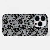 Faux Zwart Kant Rozen Fishnet iPhone Case (Achterkant (horizontaal))