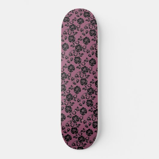 Faux Zwart Kant Rozen Fishnet Skateboard (Voorkant)