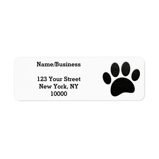 Faux zwart lederen hond Paw Print Custom Etiket (Voorkant)