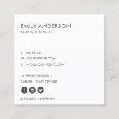 FAUX ZWART STAAL GRAY BLUSH PINK ROSE GOLD FLORAL VIERKANTE VISITEKAARTJE (Achterkant)