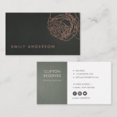 FAUX ZWART STAAL GRAY BLUSH PINK ROSE GOLD FLORAL VISITEKAARTJE (Voorkant / Achterkant)