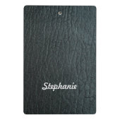 Faux zwarte lederen textuur mini klembord (Achterkant)