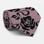 Faux zwarte Rozen kant Elegante visnet Stropdas (Opgerold)