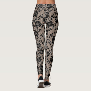 Faux zwarte Rozen Lace Fishnet Legging - Uw kleur