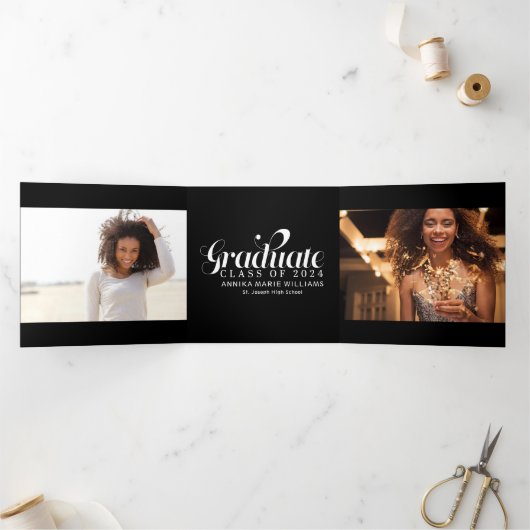 Fave Afstuderen Multi Foto Tri-Fold Aankondiging (Binnen)