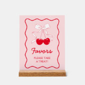 Faveur de Baby Shower Bébé Cerise avec Ruban Rose (Recto)