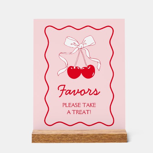 Faveur de Baby Shower Bébé Cerise avec Ruban Rose