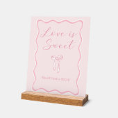 Faveur de Baby Shower Ruban Rose L'amour est Doux (Angle)