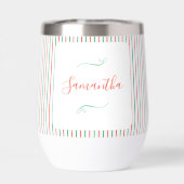 Faveur de fête de Noël à rayures rouges et vertes (Arrière)
