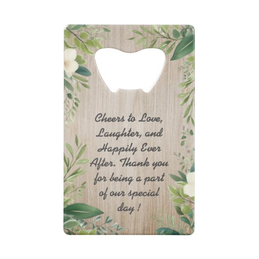 Faveur de mariage en bois avec bordure de feuilles (Dos)