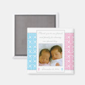 Faveur du baptême jumeau garçon et fille - Magnet (Recto/Verso)