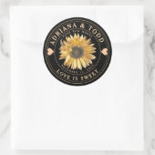 Faveur mariage tournesol avec coeur miel Étiquette (Sac)