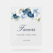Faveurs de Fête de Mariage Floral Bleu Poussiéreux (Recto)