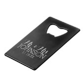 Faveurs de mariage noir uni Mr & Mrs (Devant Angle)