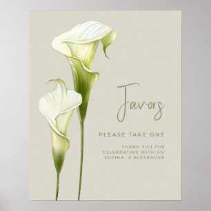 Faveurs de poster de mariage "Delicates callas".