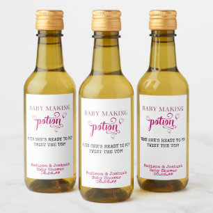 Favor Baby Shower Baby Making Potion Roze Mini Wijn Etiket