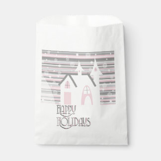Favor Bags - Roze & grijze Wintry Scene Bedankzakje
