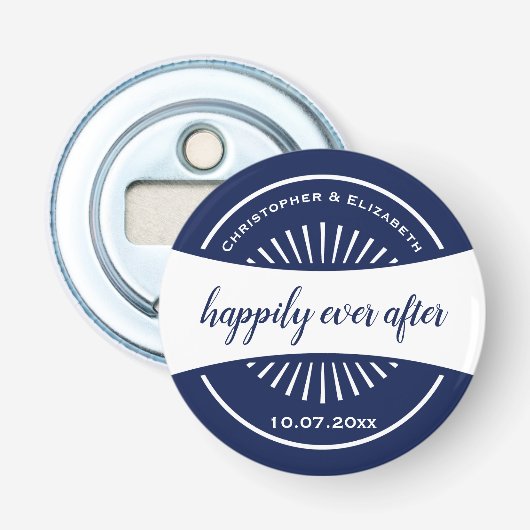 Favor Bride and Groom Monogram Wedding Party Button Flesopener (Voorkant)